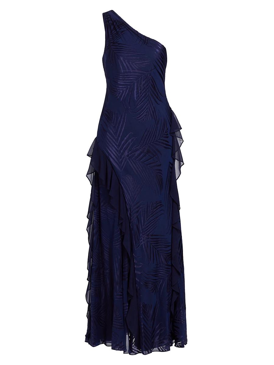 Womens Ryanna Chiffon Devore One-Shoulder Gown Product Image