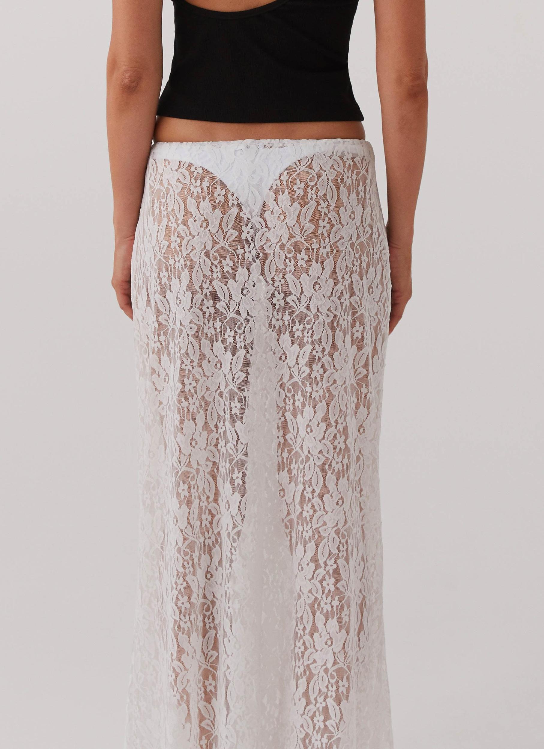 Sugar Sweet Lace Maxi Skirt - White Product Image