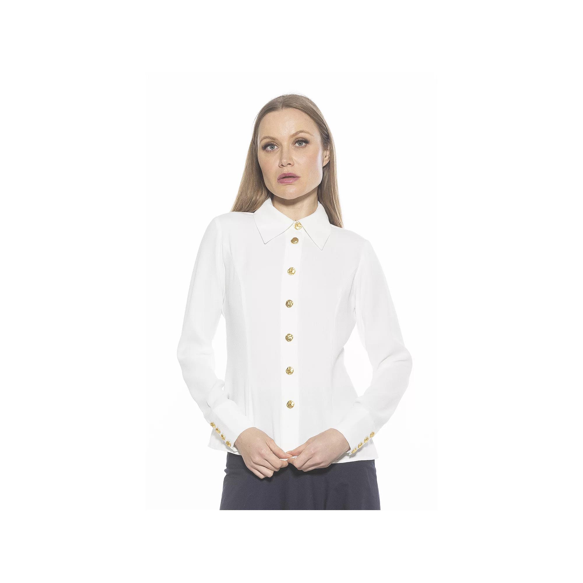 Women's ALEXIA ADMOR Leland Collared Button Down Shirt With Wide Cuff,  Product Image
