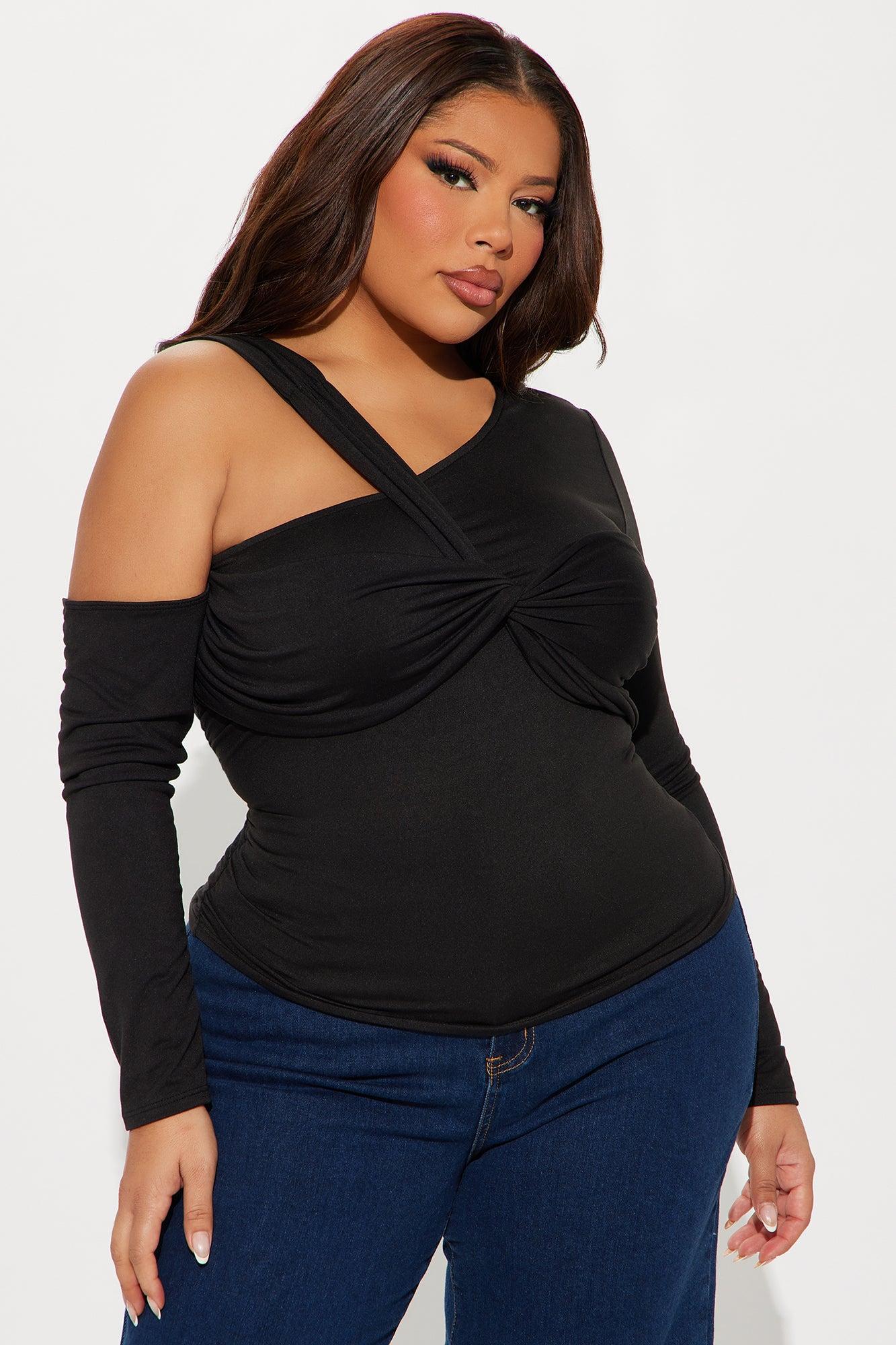 Emory Twist Off Shoulder Top - Black Product Image