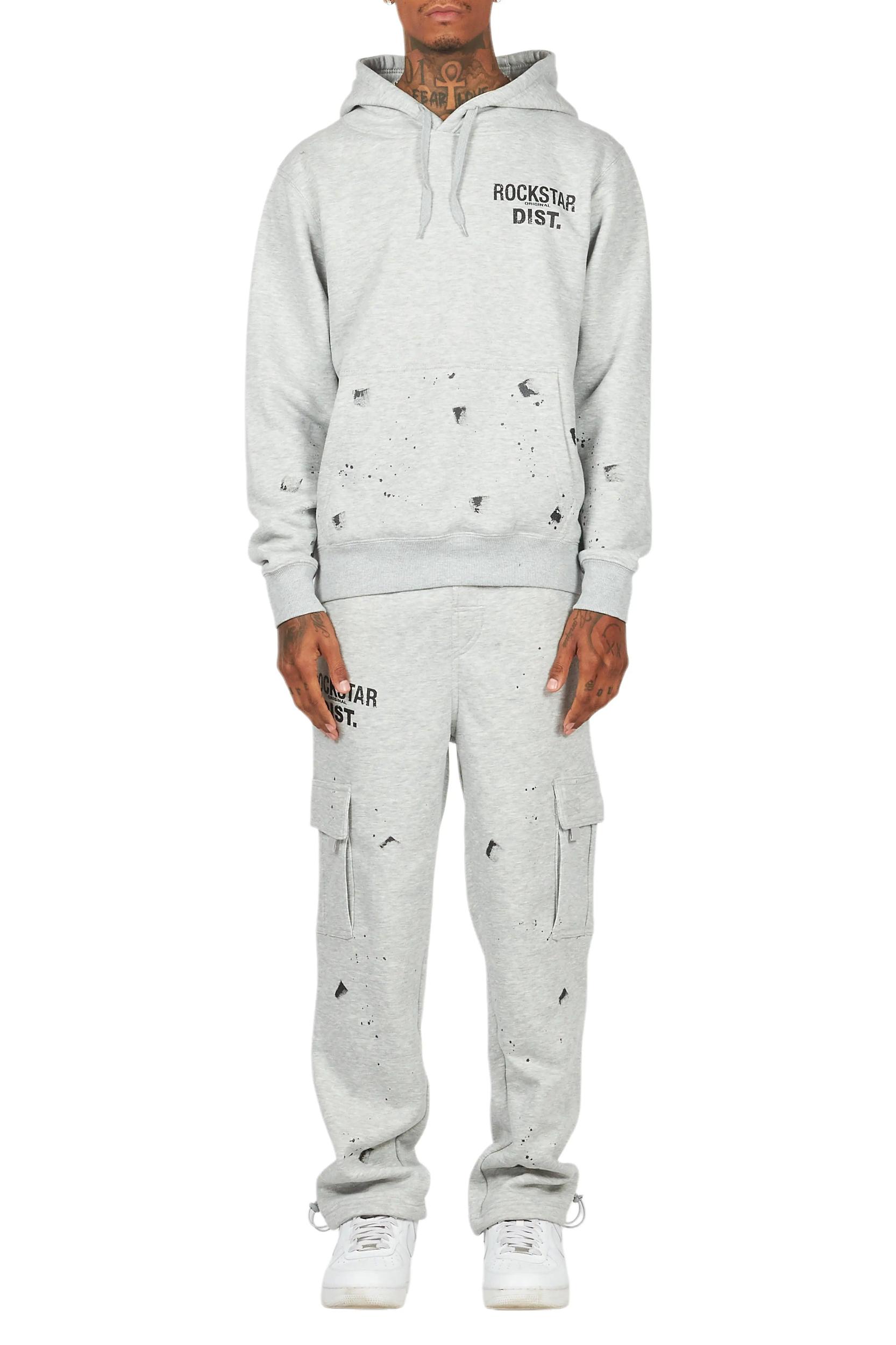 Raffer Heather Grey Hoodie/Cargo Sweat Pant Set Male Product Image