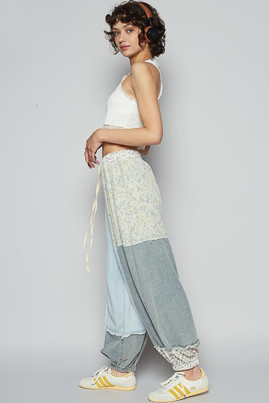 Denim Floral Lounge Pants Product Image