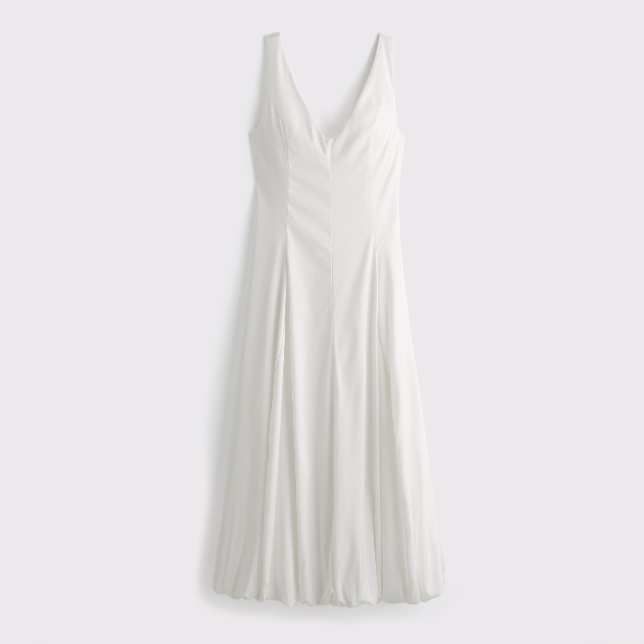 Plunge Bubble Hem Midi Dress Product Image