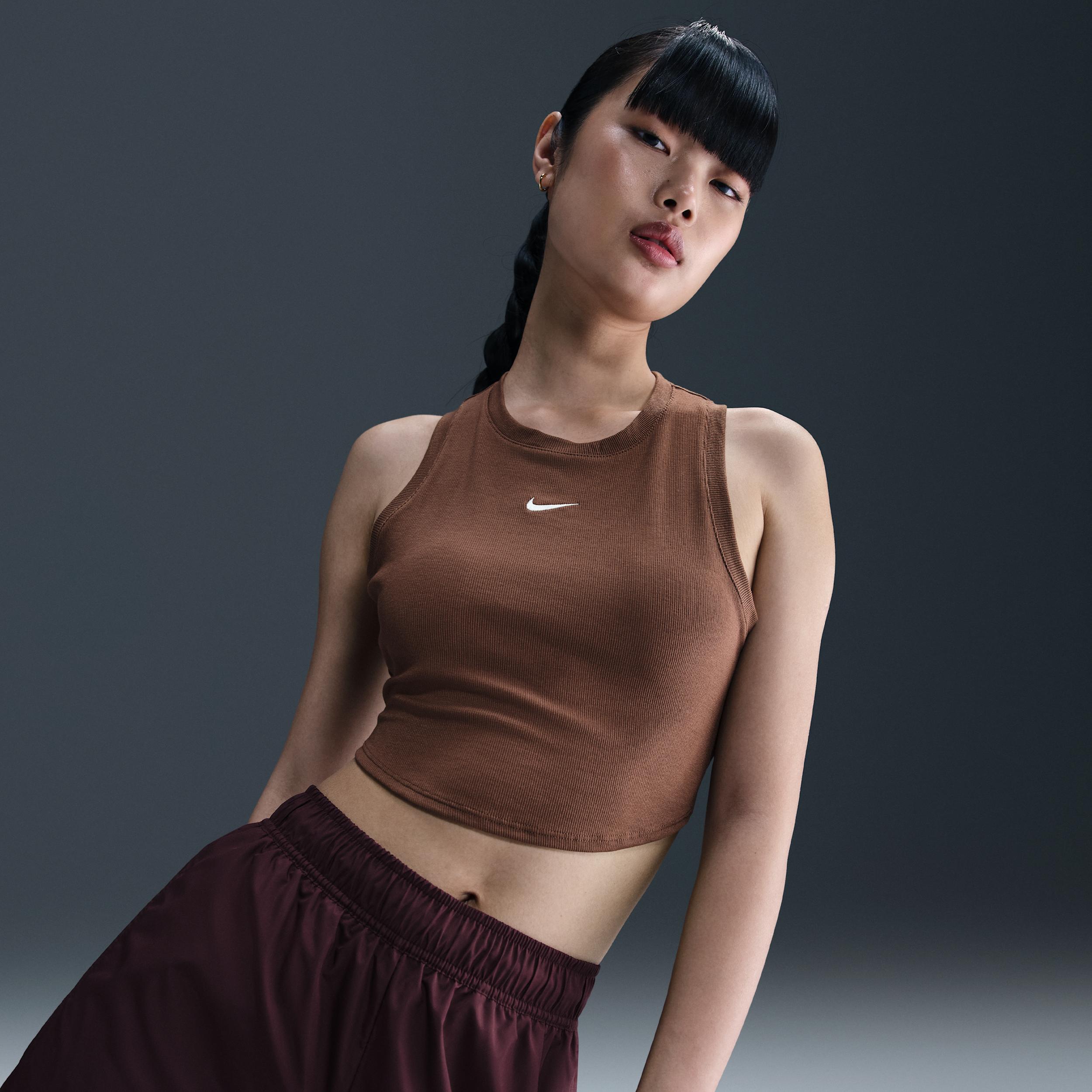 Womens Nike Sportswear Chill Knit Tight Cropped Mini-Rib Tank Top | FB8279-265 Product Image