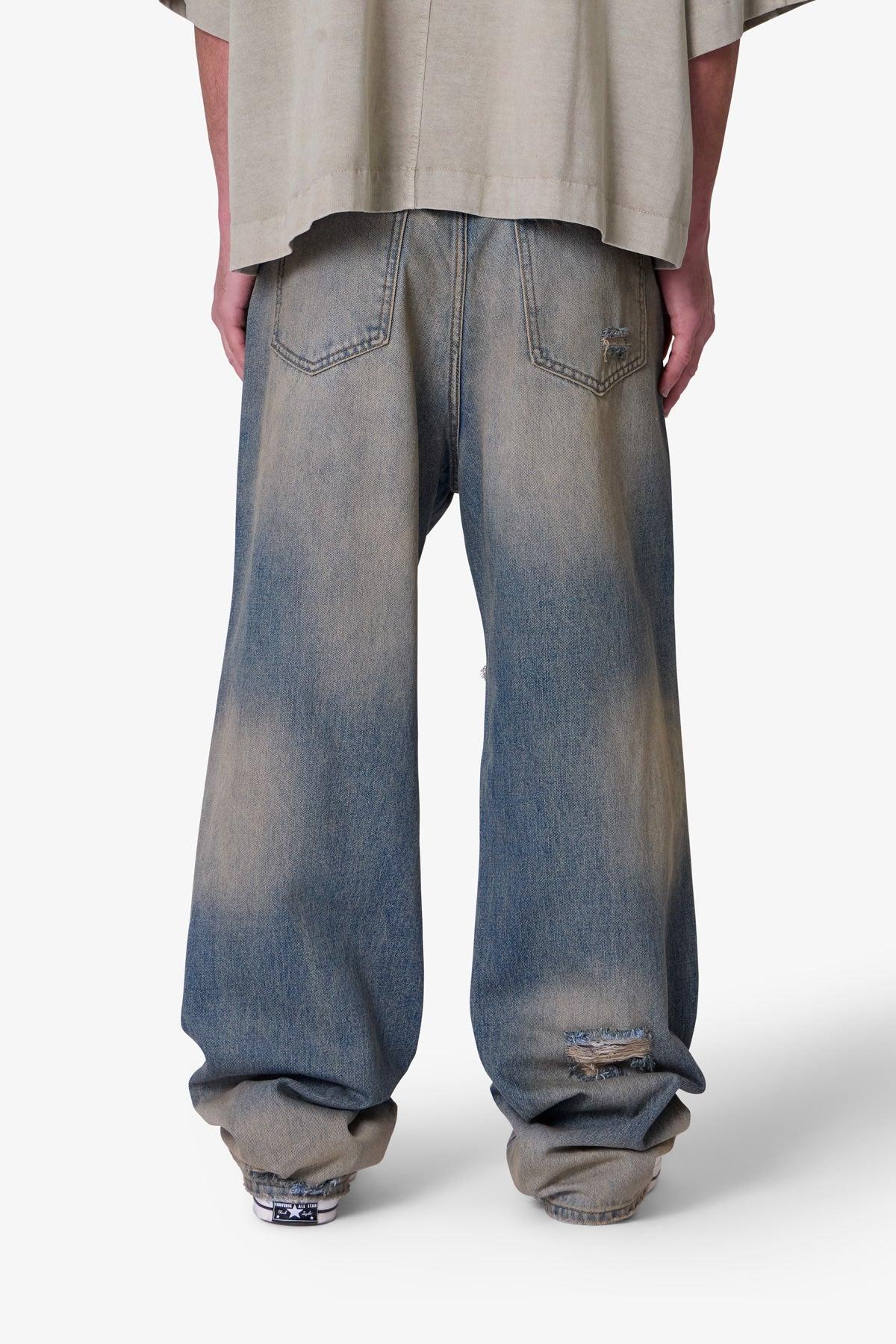 Ultra Baggy Orange Dusted Denim - Blue Product Image