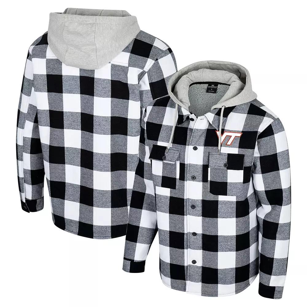 Men's Colosseum Black/White Washington Huskies Buffalo Plaid Full-Zip Hoodie Jacket, Size: 2XL Product Image