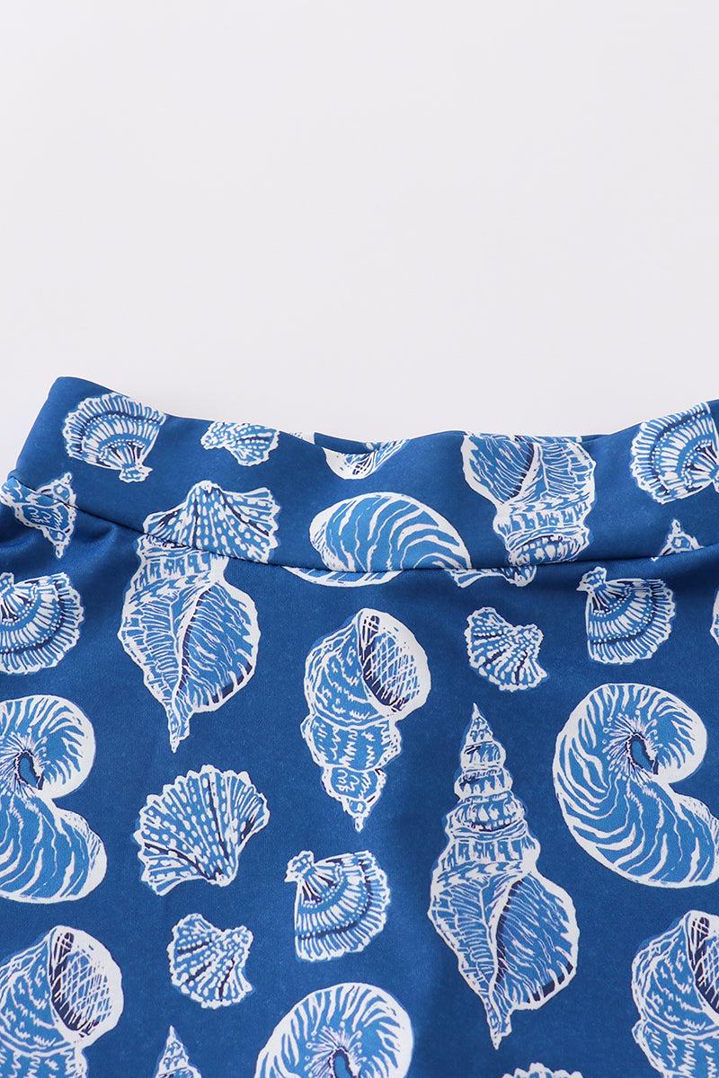 Blue conch print tennis skort set Product Image
