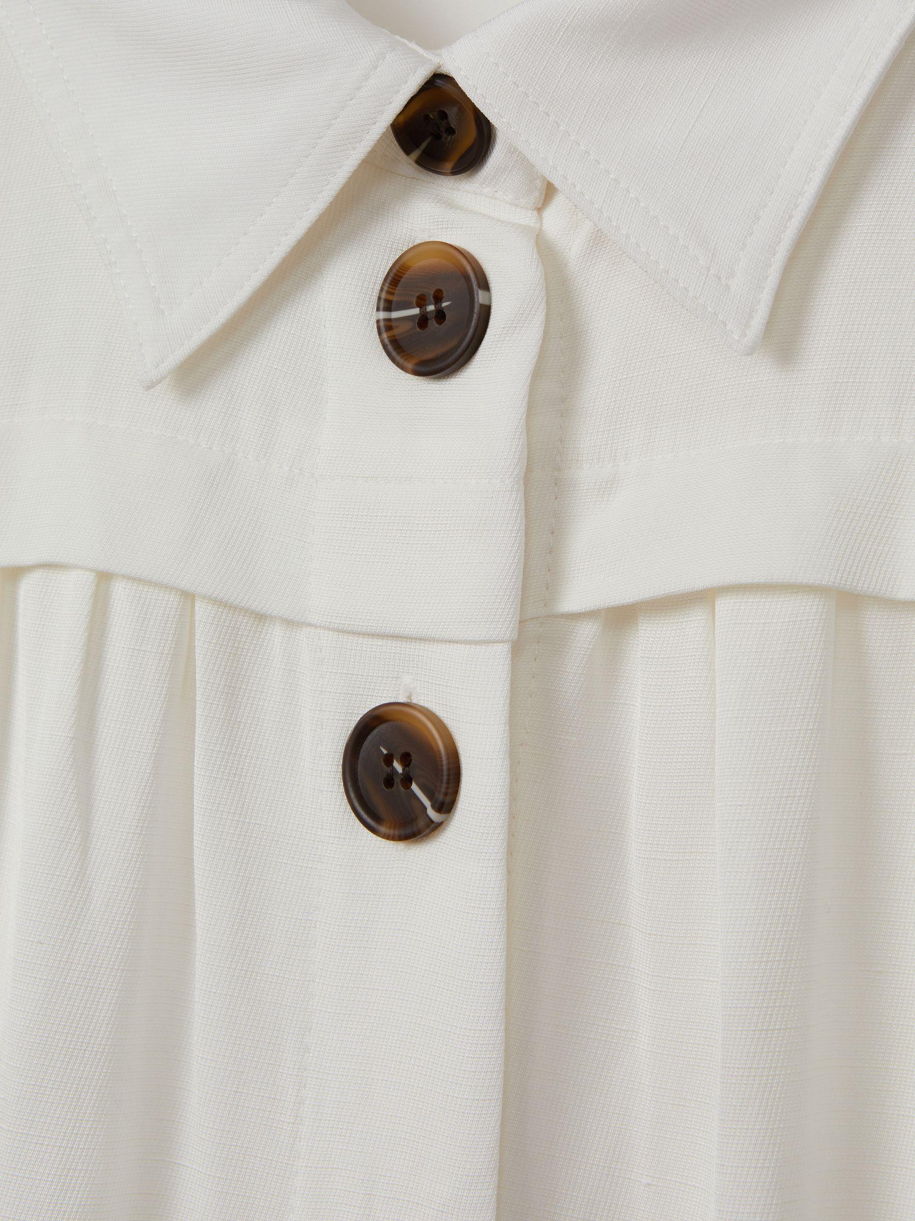 Belted Cap Sleeve Midi Dress in White Product Image