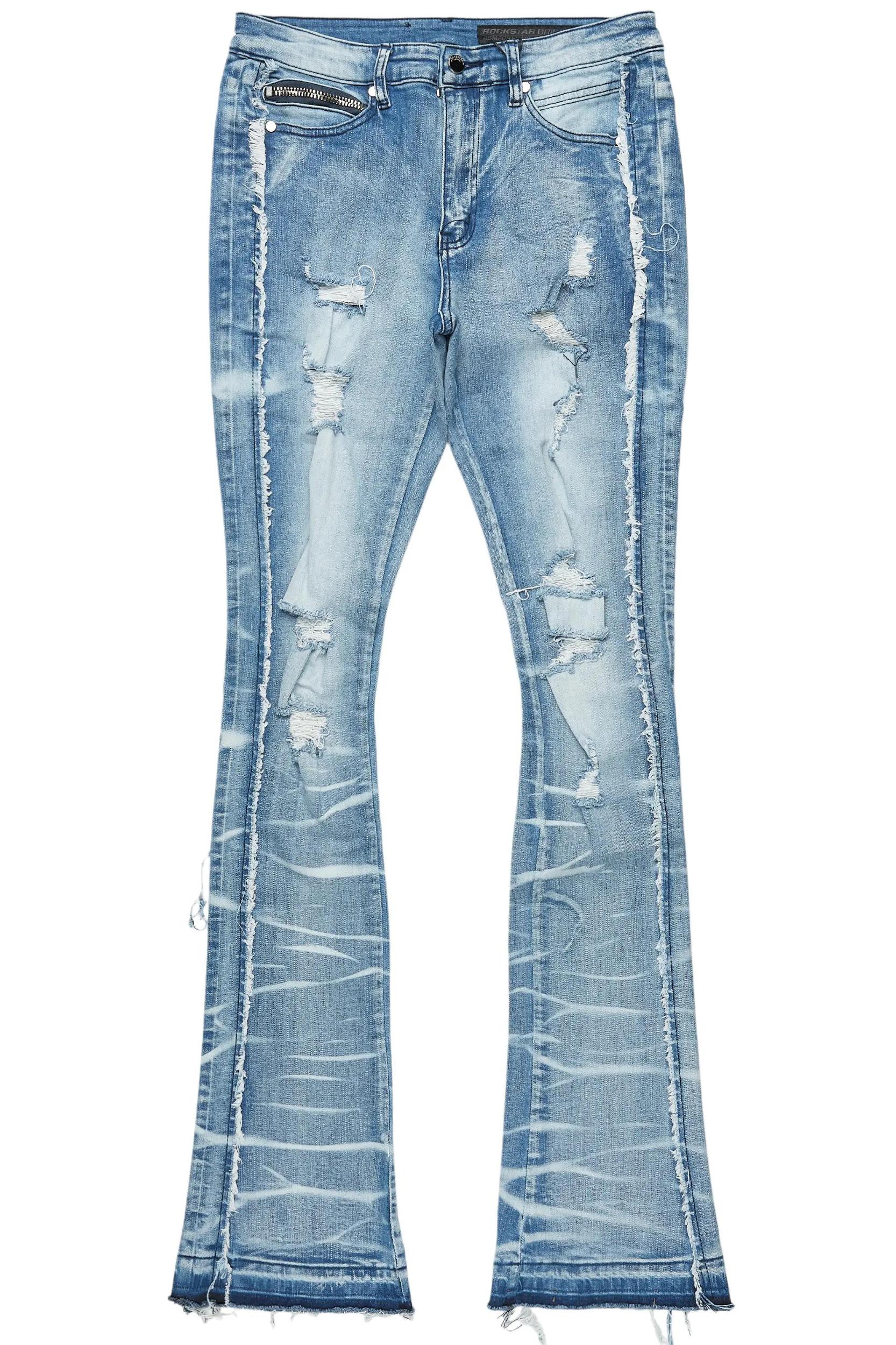 Rugged Blue Stacked Flare Jean Male Product Image