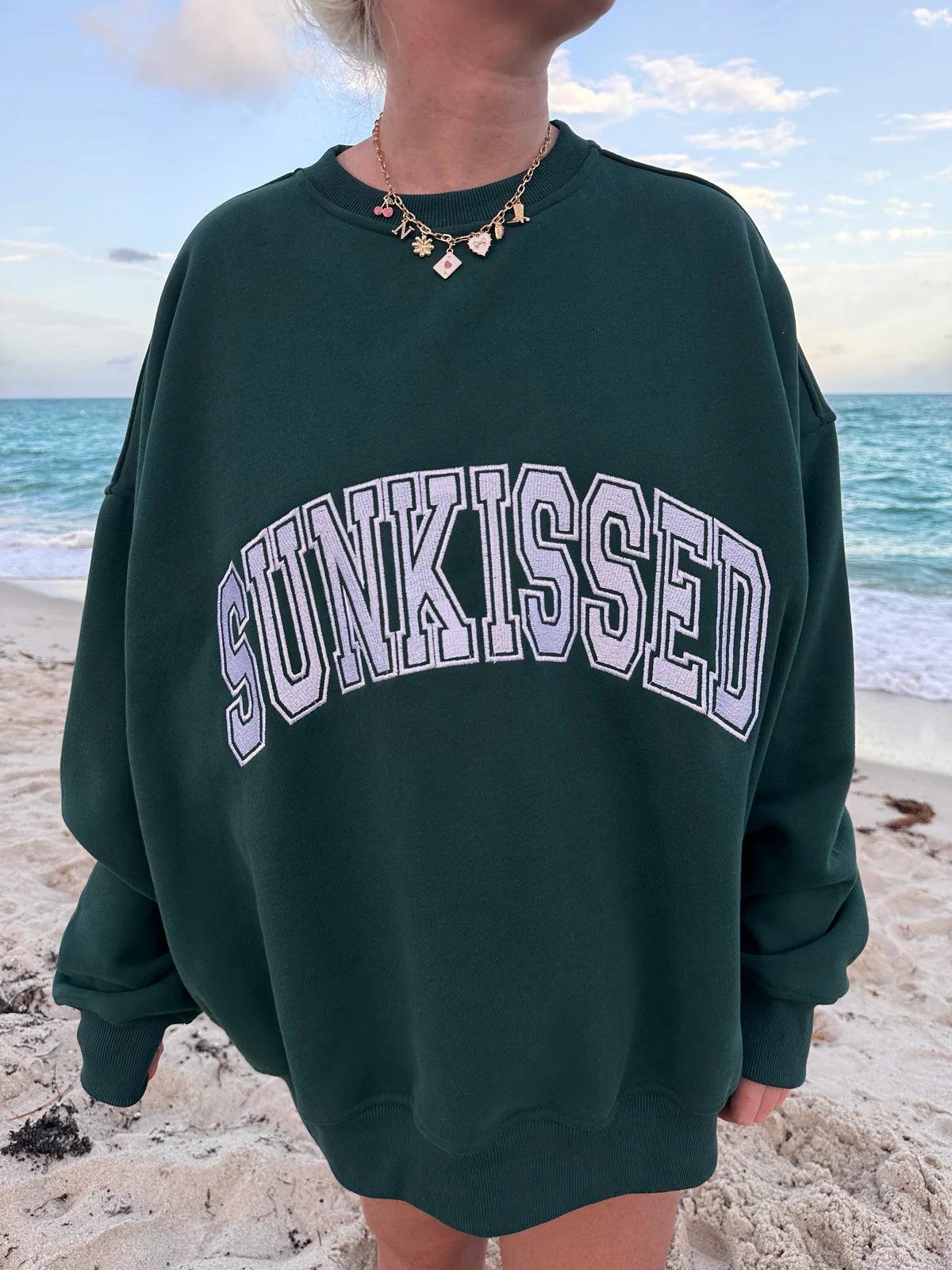 Sunkissed Collegiate Embroider Oversized Crewneck Sweatshirt Product Image