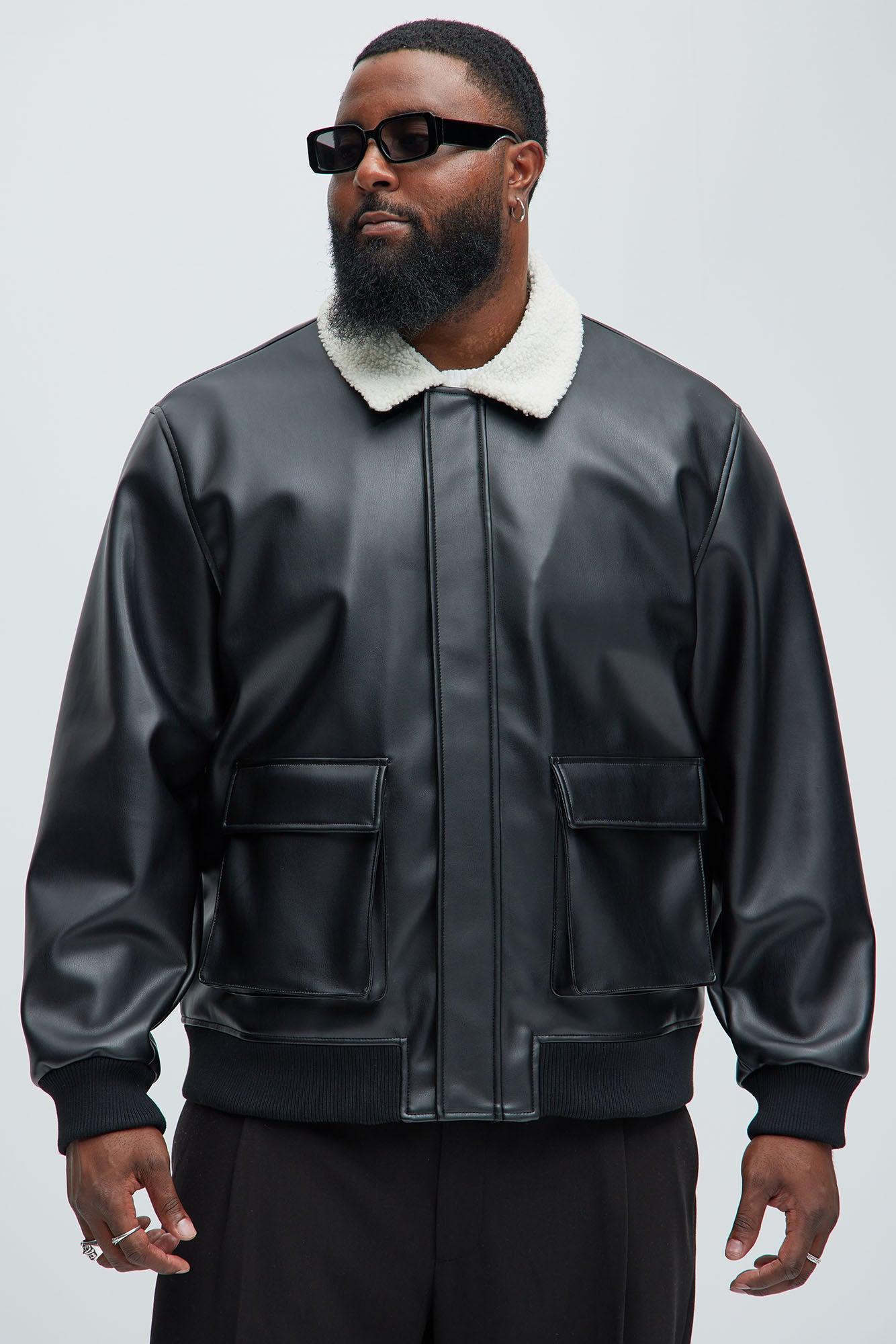 Baldwin Faux Sherpa Leather Jacket - Black Product Image