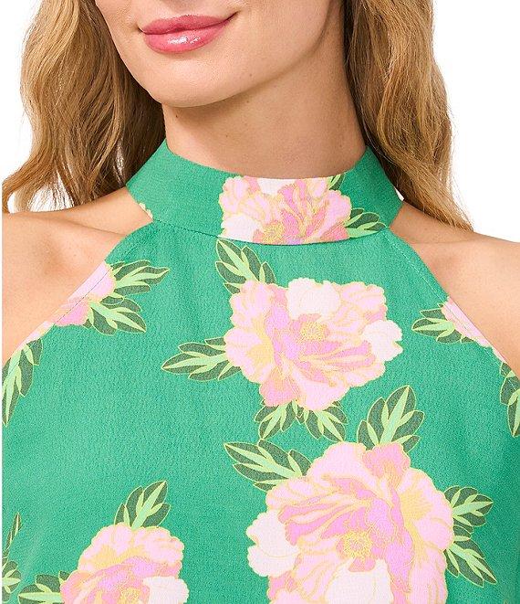 CeCe Woven Floral Print Halter Neck Sleeveless Tank Product Image