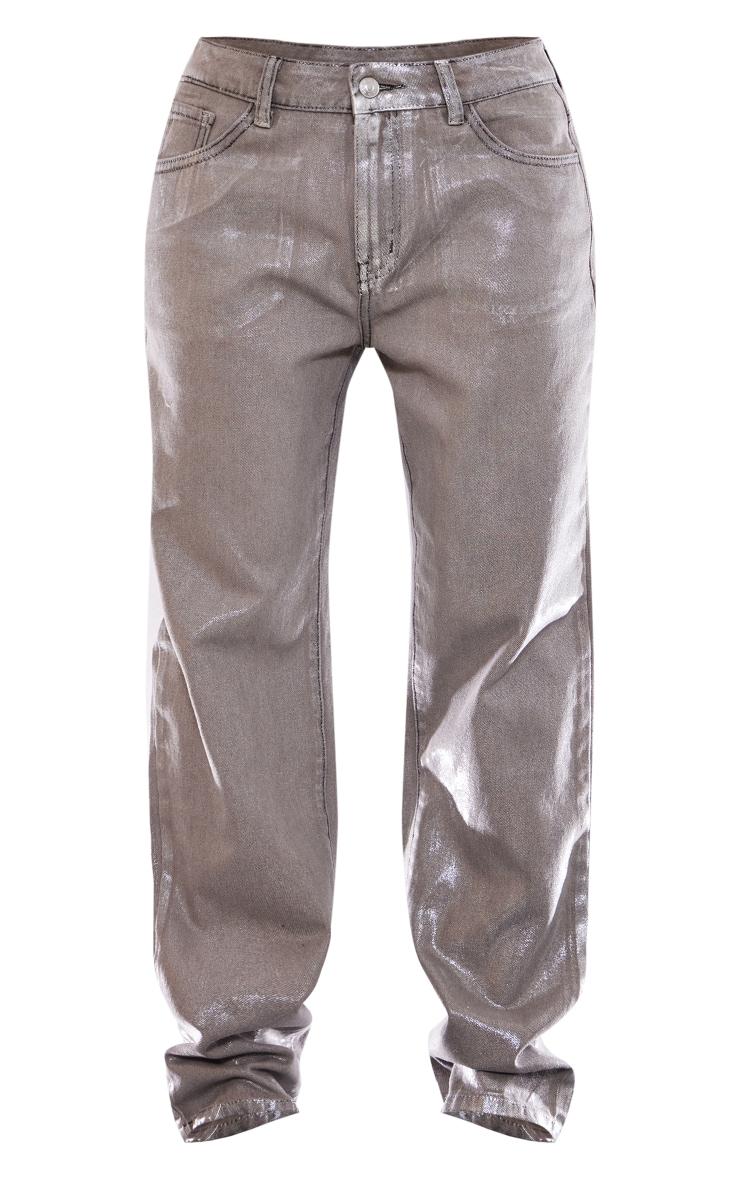 Petite Silver Metallic Denim Jeans Product Image