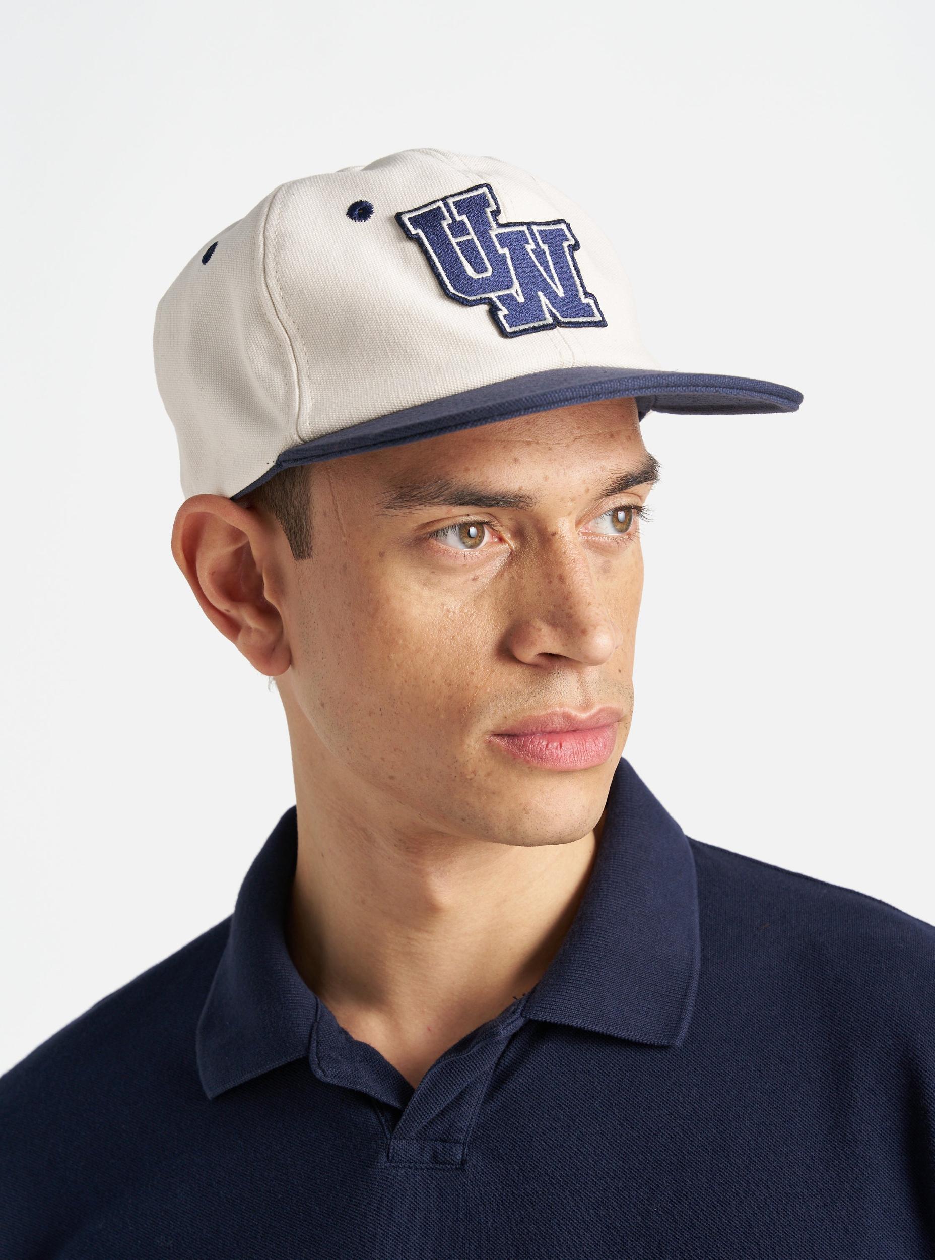 Universal Works Baseball Hat in Ecru/Navy Canvas Product Image