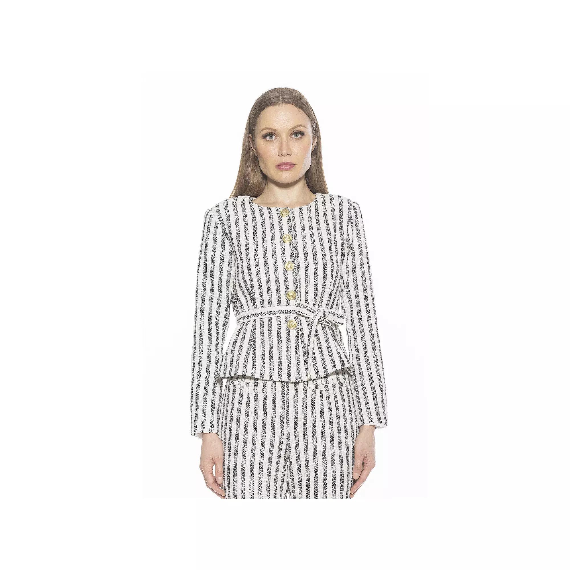 Women's ALEXIA ADMOR Arjun Long Sleeve Scoop Neck Jacket With Waist Tie,  Product Image