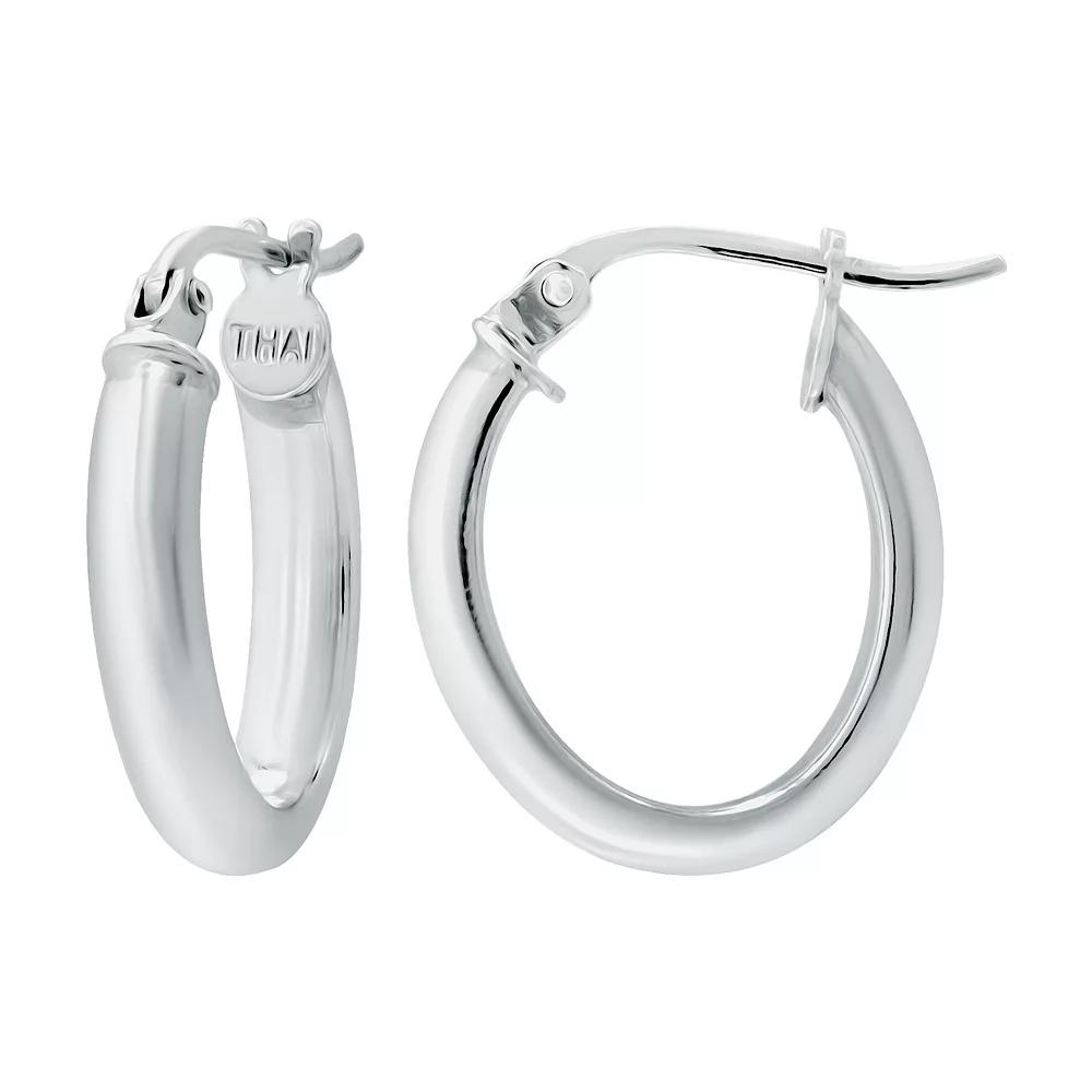 Aleure Precioso Sterling Silver Tube Hoop Earrings, Women's, Size: 25MM Product Image
