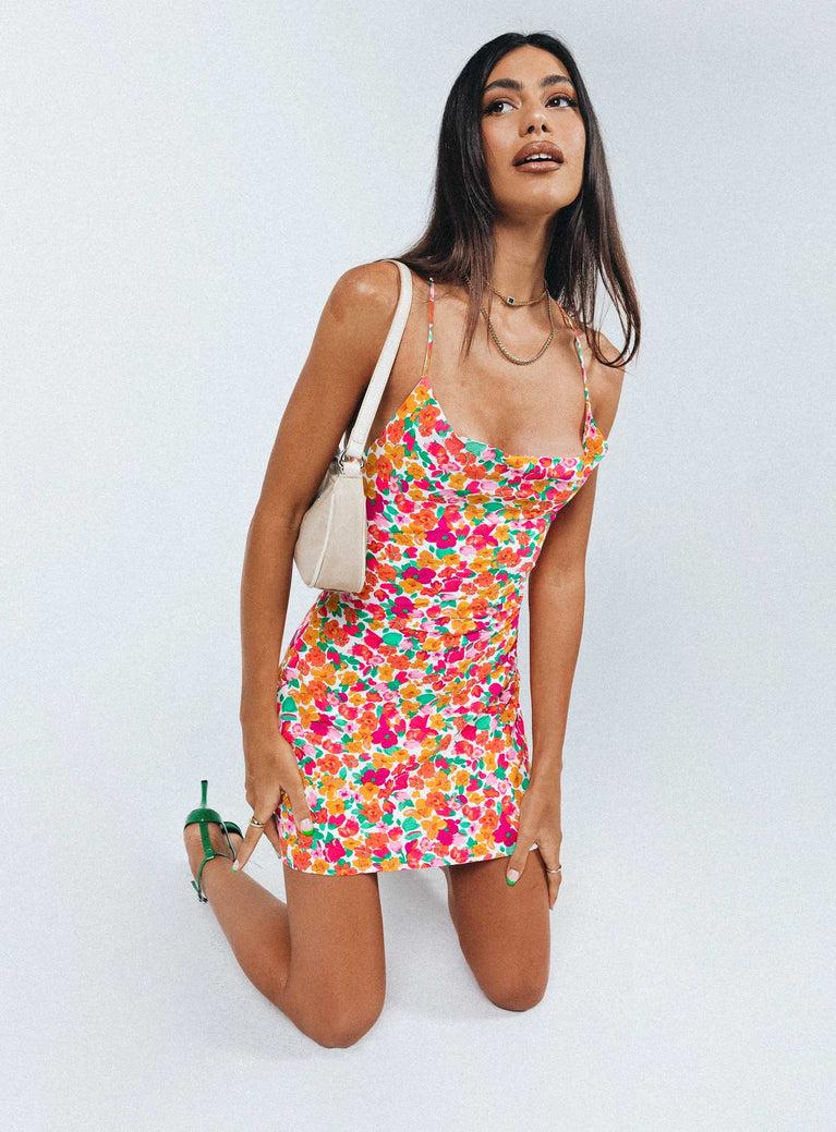 Celena Mini Dress Rainbow Floral Product Image