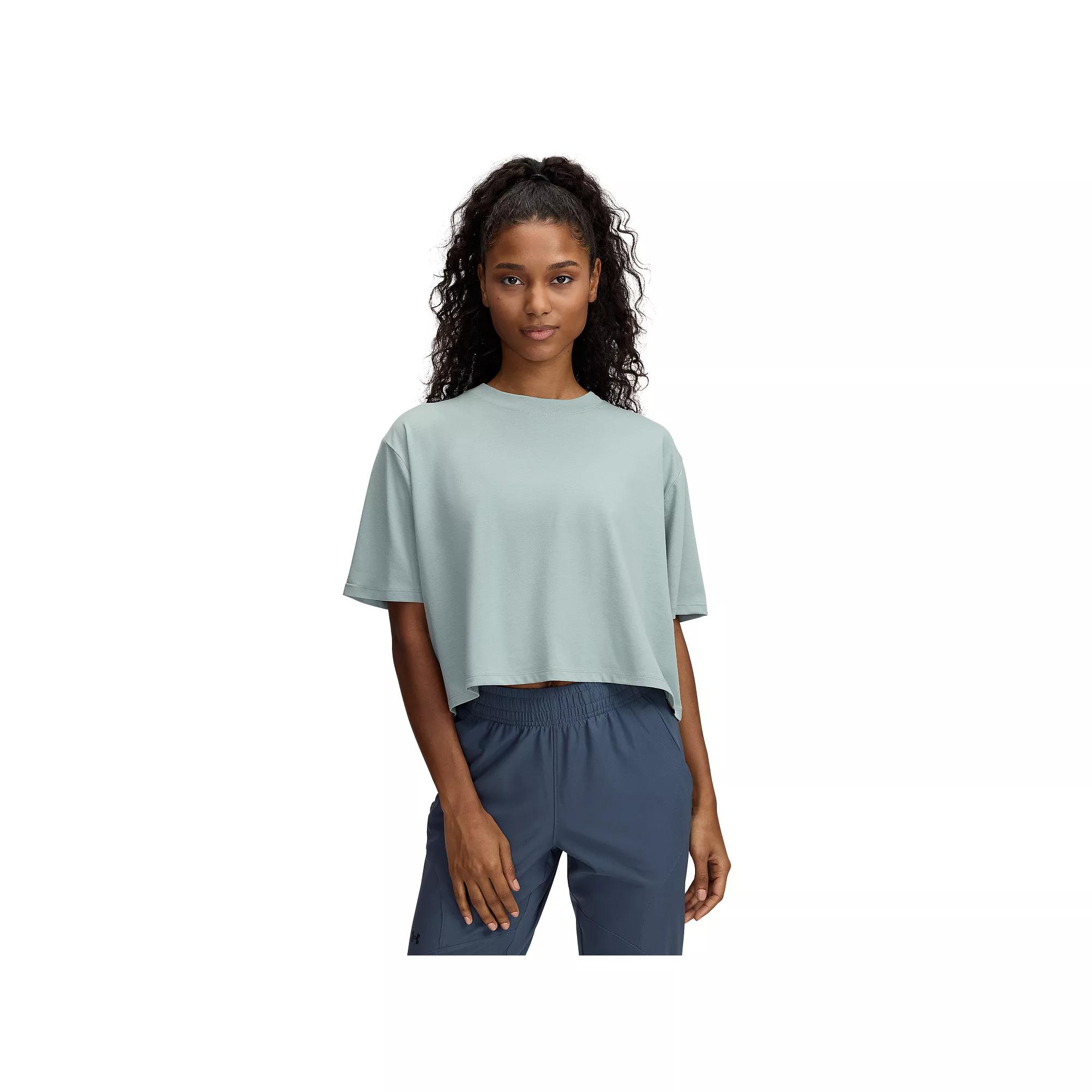 Women's Under Armour Rival Short Sleeve Cropped Tee, Size: Small, White Product Image