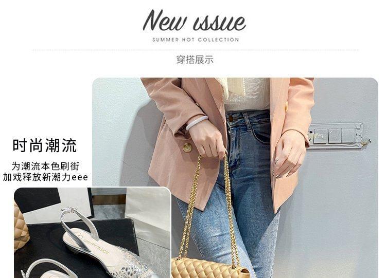 Rhinestone Pointed Toe Slingback Sandals Product Image