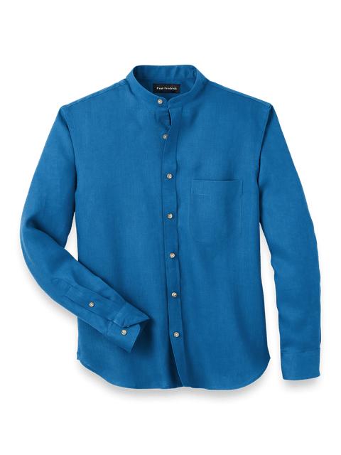 Linen Solid Casual Shirt - Dark Blue Product Image