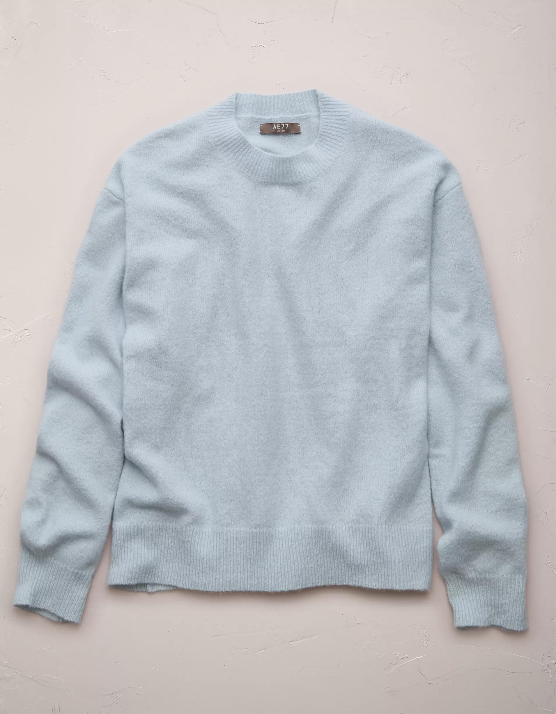 AE77 Premium Cashmere-Blend Crew Neck Boyfriend Sweater Product Image
