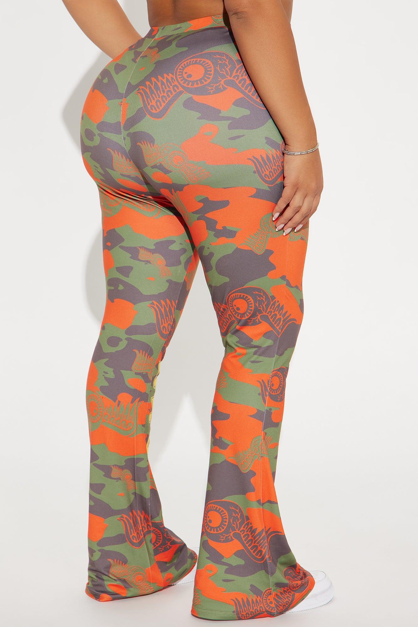 Von Dutch Embroidered Camo Flare Pant - Olive/combo Product Image