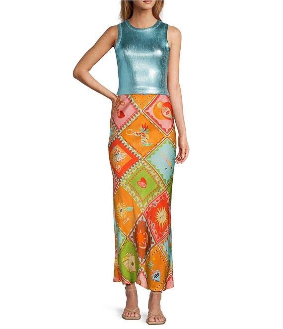 Never Fully Dressed Ribbed Metallic Crew Neck Sleeveless Tank Top Product Image