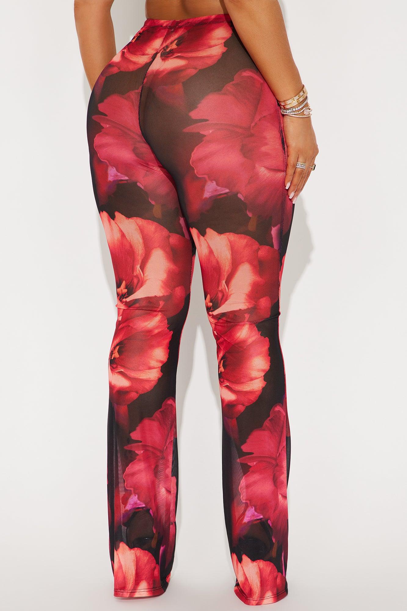 Estella Floral Mesh Flare Pant - Black/combo Product Image