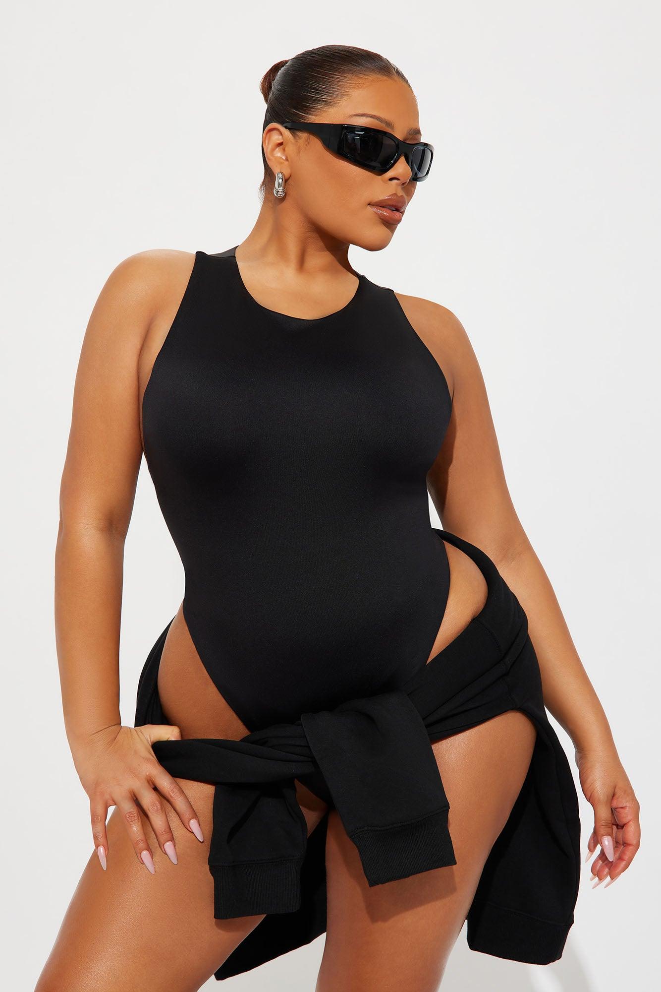 Contour Double Lined Scoop Neck Bodysuit - Black Female Product Image