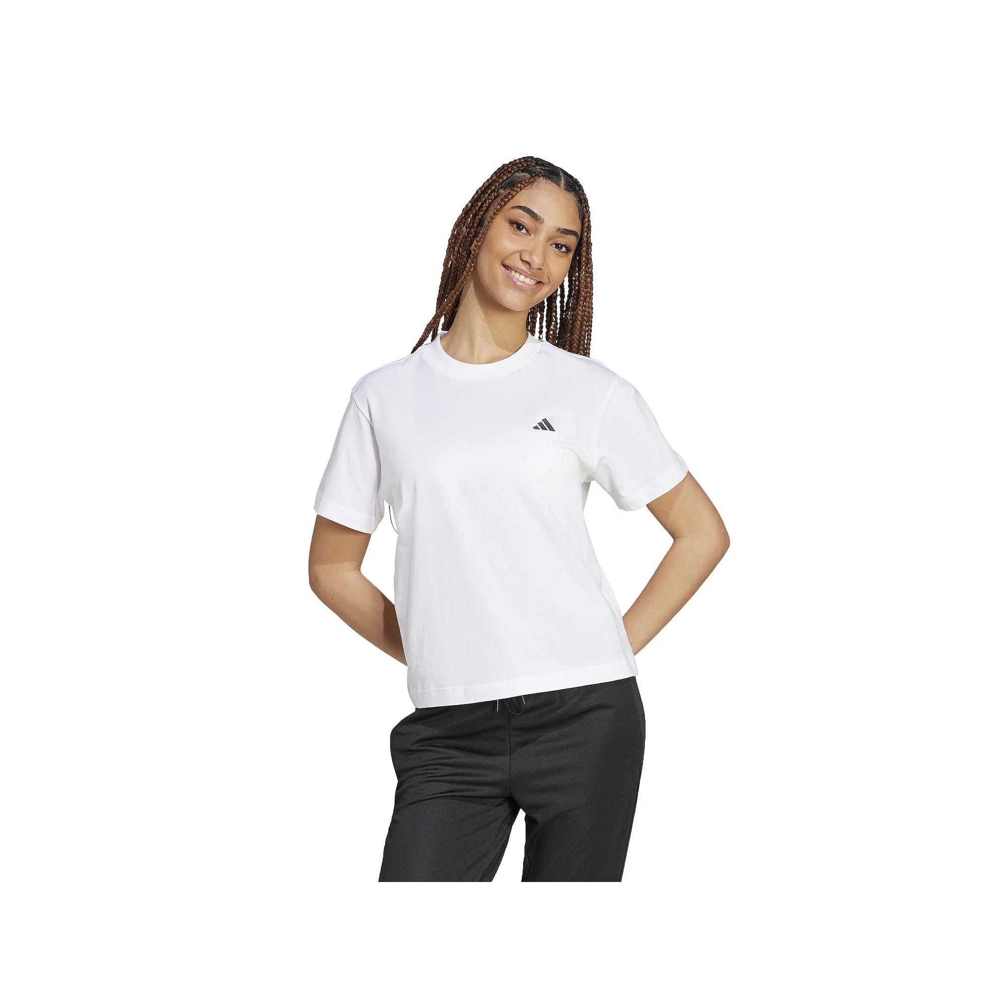 Women's adidas Essentials Small Logo Sportswear T-Shirt, Size: Large, White Product Image