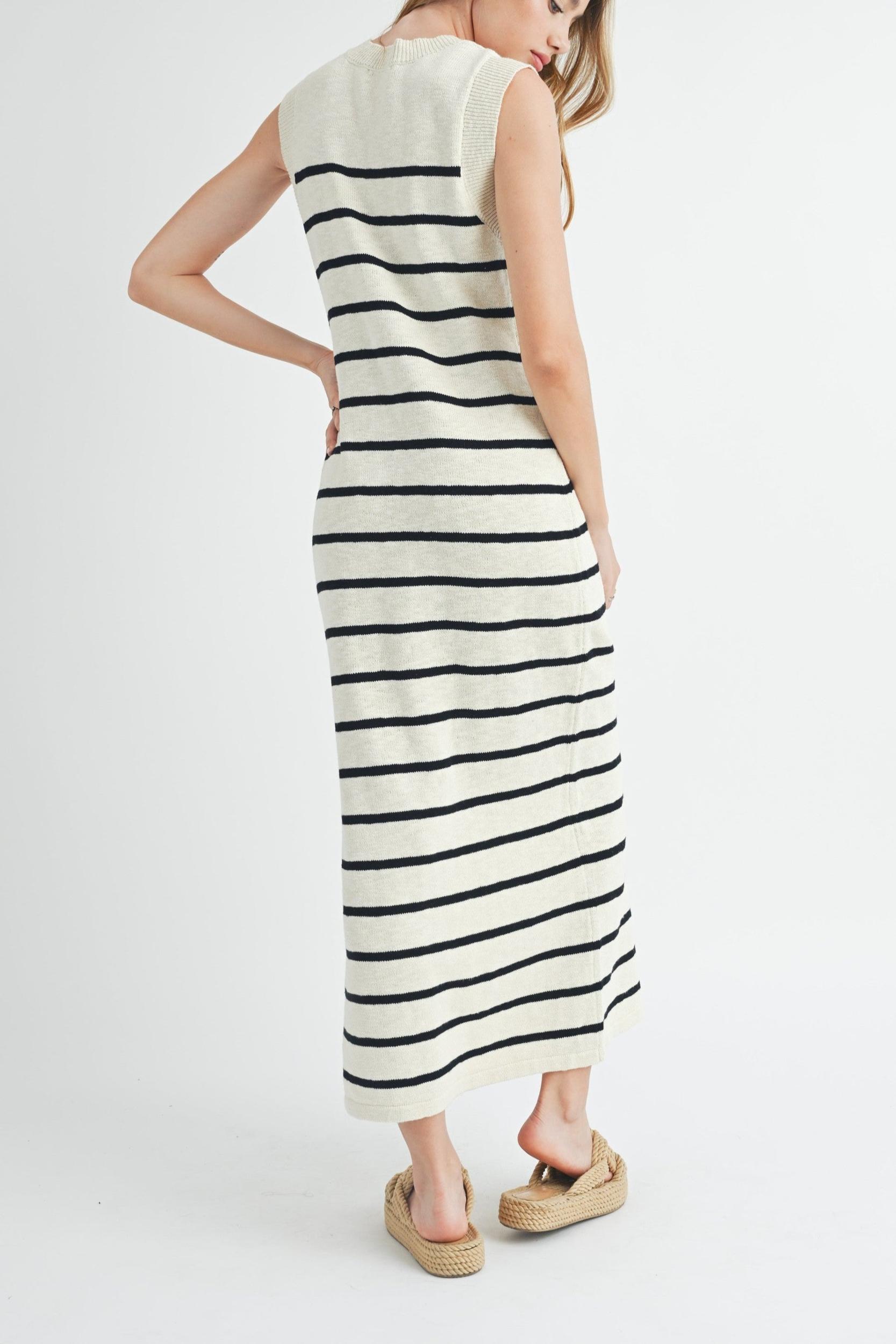 Sleeveless Stripe Sweater Maxi Dress Product Image