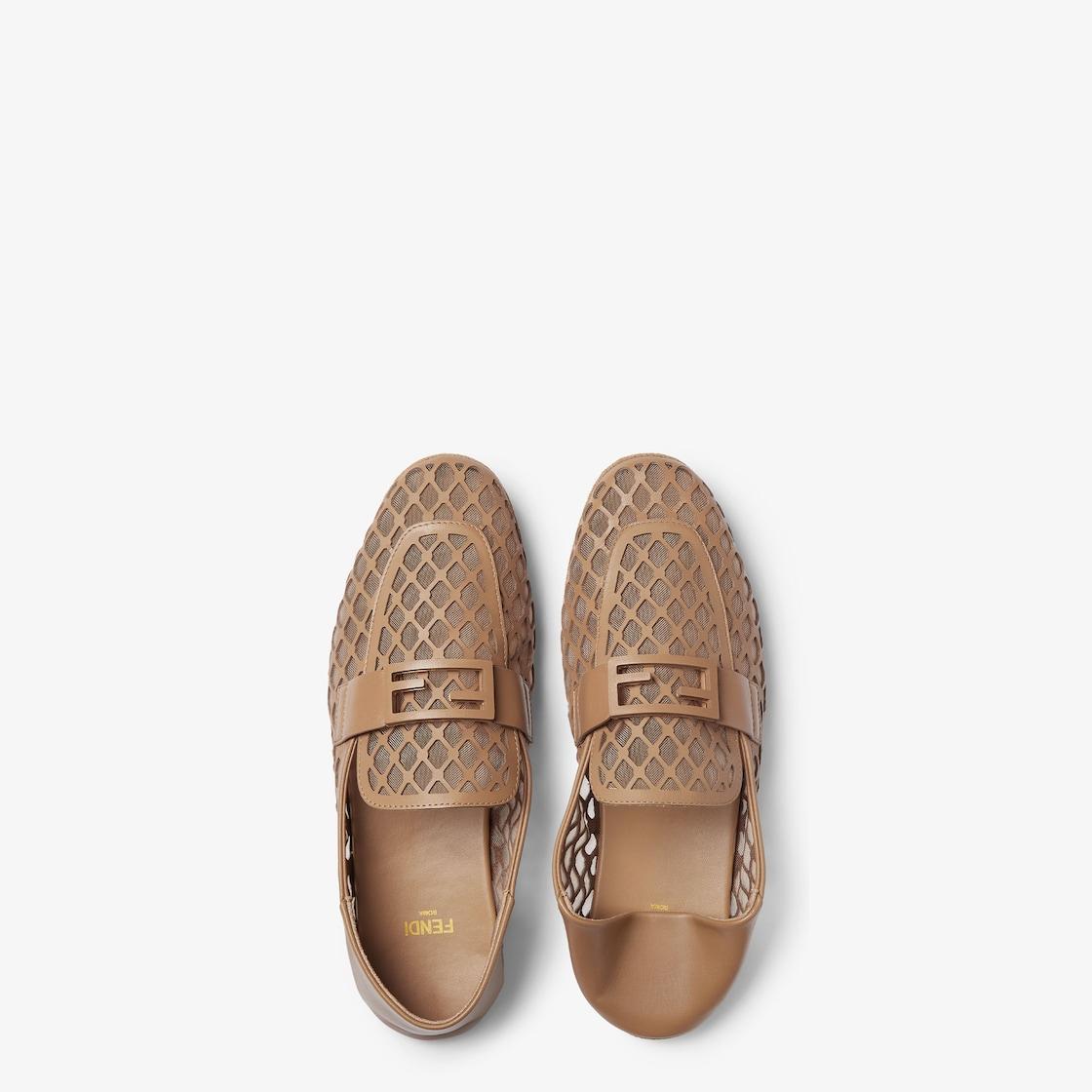 BaguetteBeige perforated leather loafers Product Image