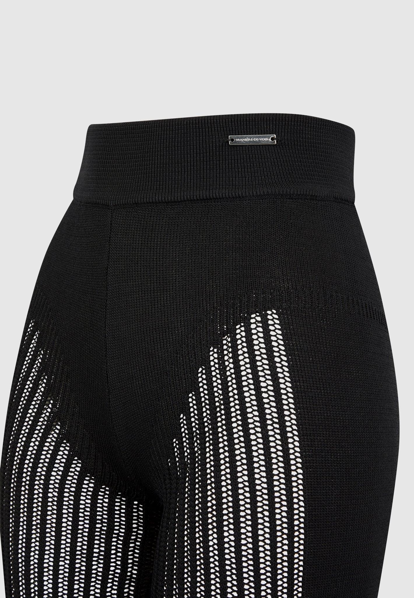 Knitted High Waisted Leggings - Black Female Product Image