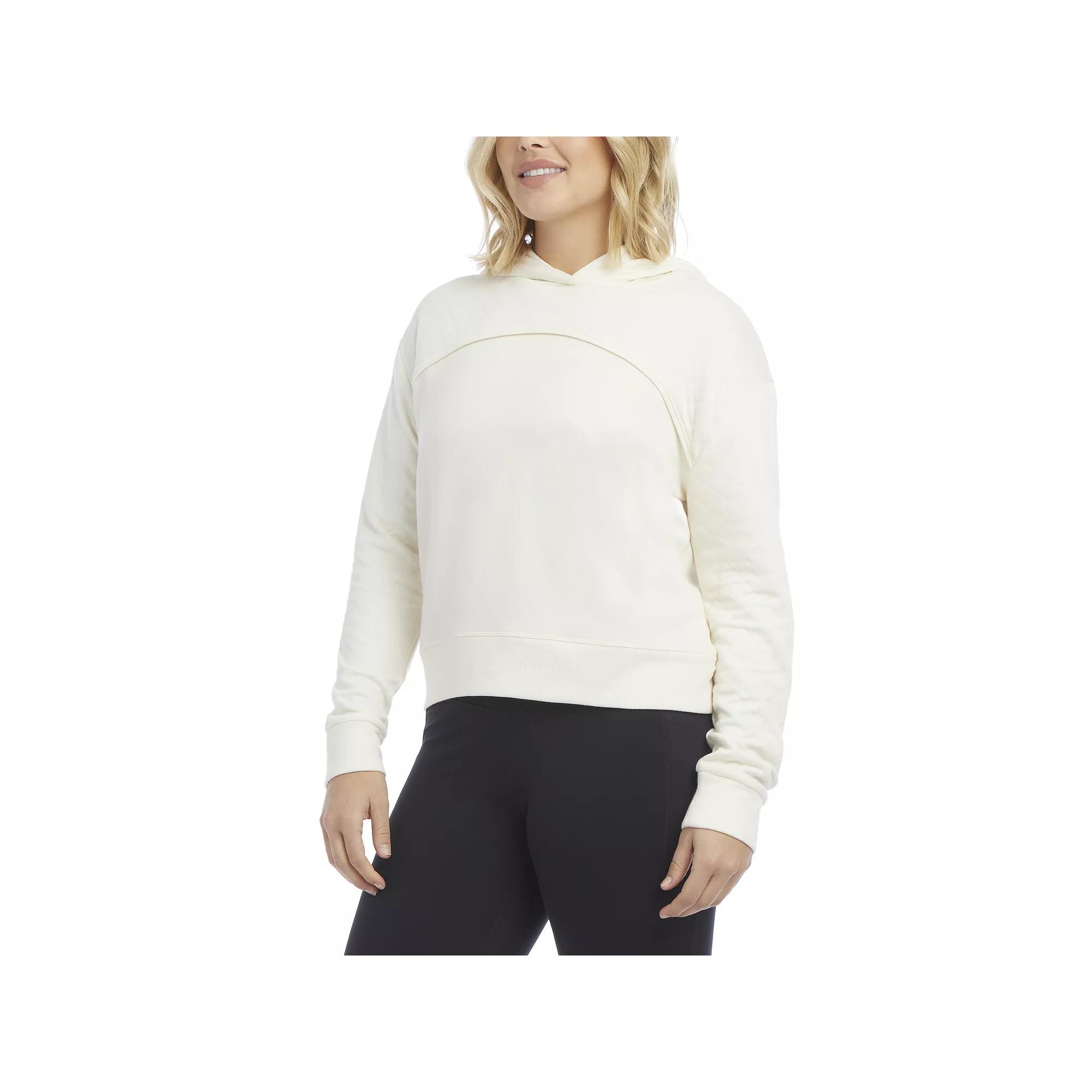 Womens Danskin Quilted Crop Hoodie Brown Product Image