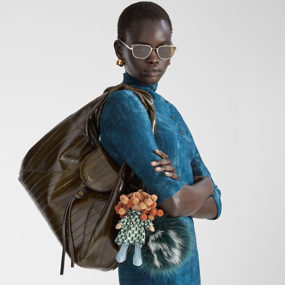 Fendi SignatureGold metal sunglasses with tobacco-color lenses Product Image