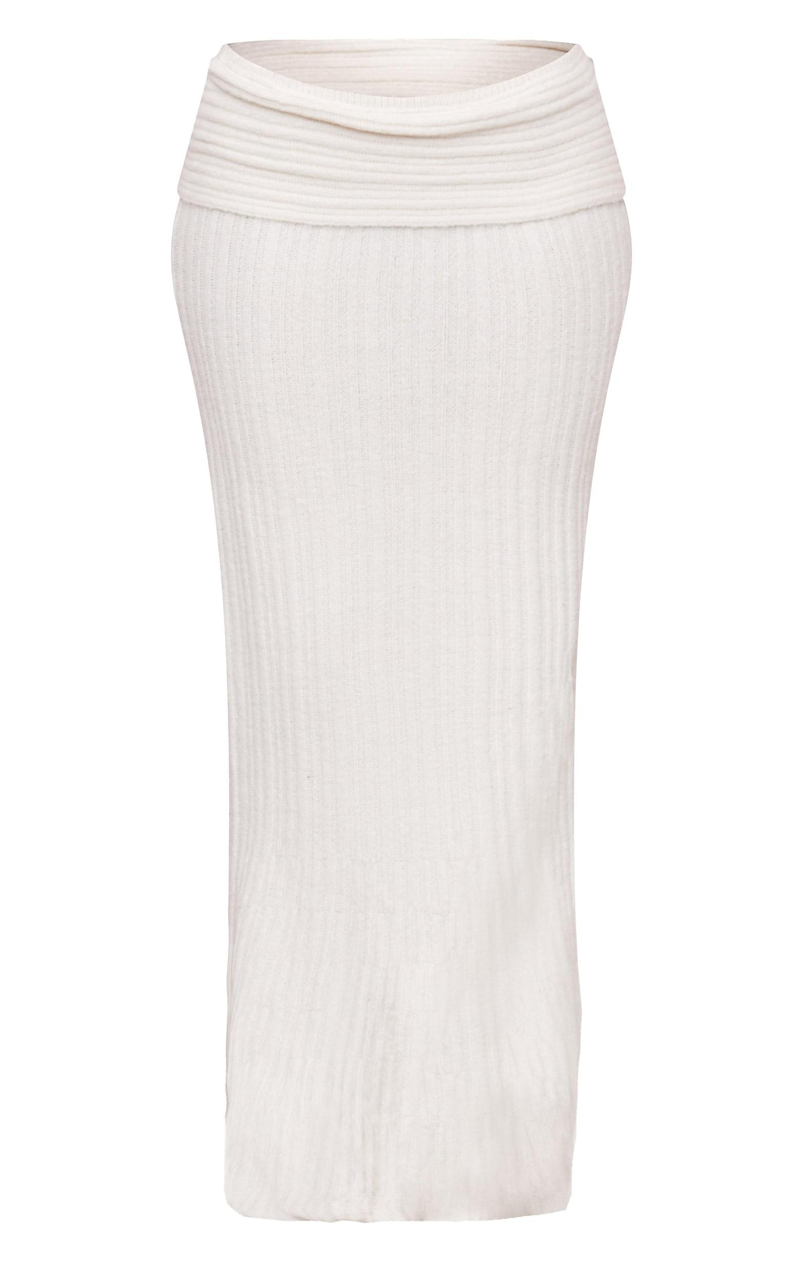 Tall Cream Fold Over Knitted Maxi Skirt Product Image