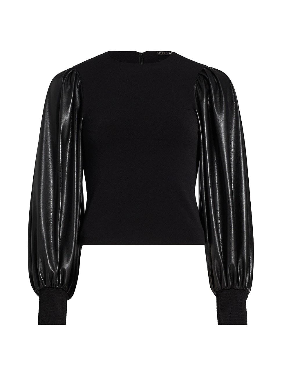 Womens Latoria Vegan Leather Blouse Product Image