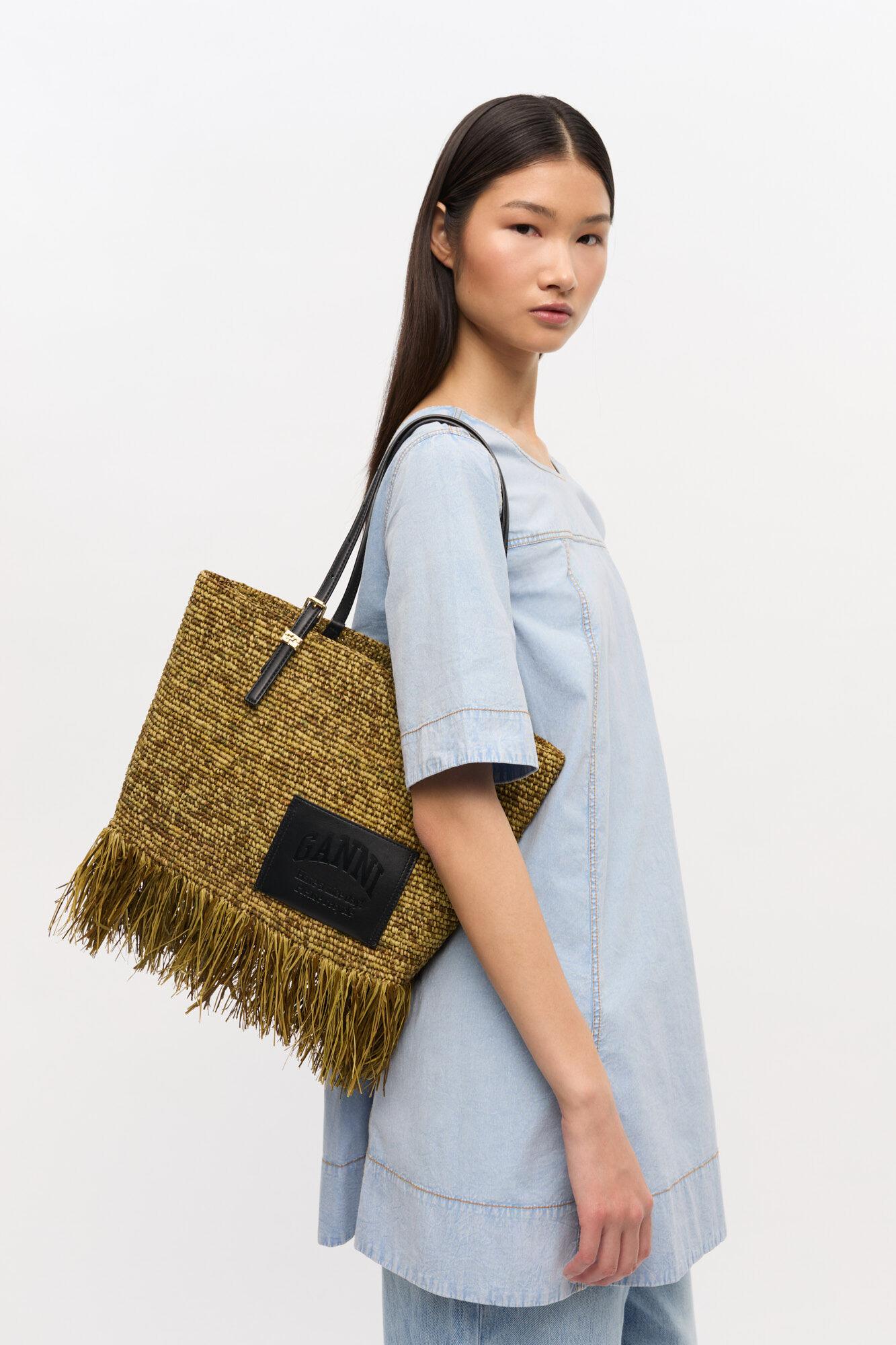 Raffia Tote Fringes Bag Small Product Image