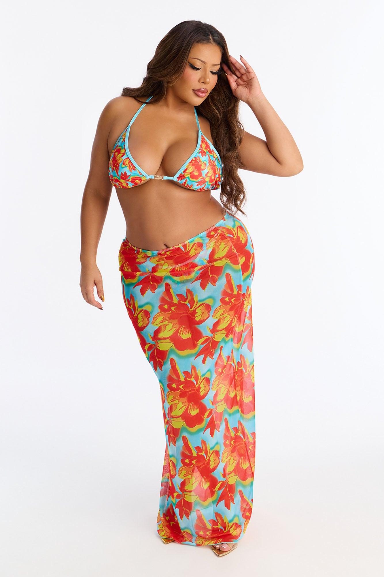 Gia 2 Piece Bikini And Sarong Set - Orange/combo Female Product Image