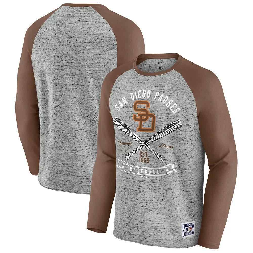 Men's Darius Rucker Collection by Fanatics Heather Gray Minnesota Twins Raw Edge Raglan Long Sleeve Baseball T-Shirt,  Product Image