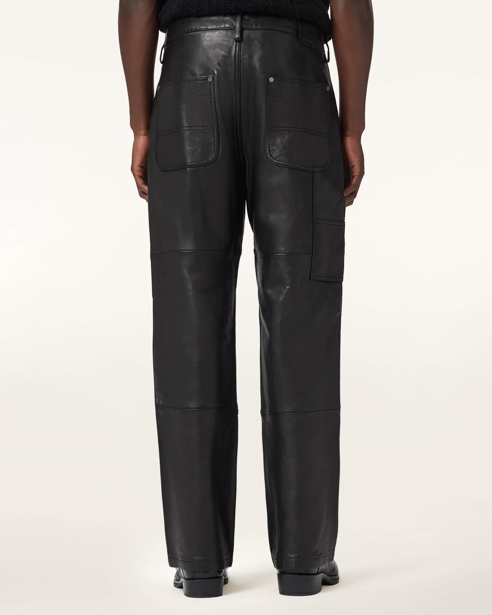 Manto Straight Fit Leather Pants Black | ALLSAINTS US Product Image