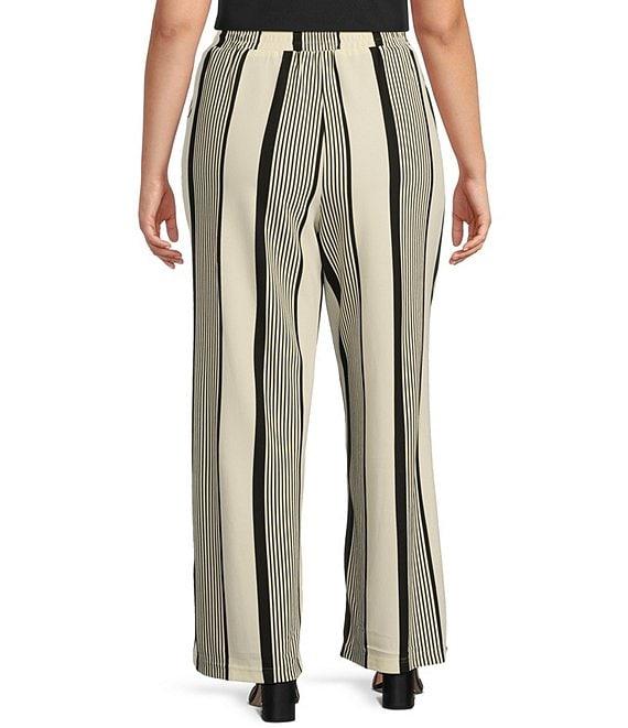 Skies Are Blue Plus High Rise Variegated Stripe Wide Leg Knit Coorinating Pants Product Image