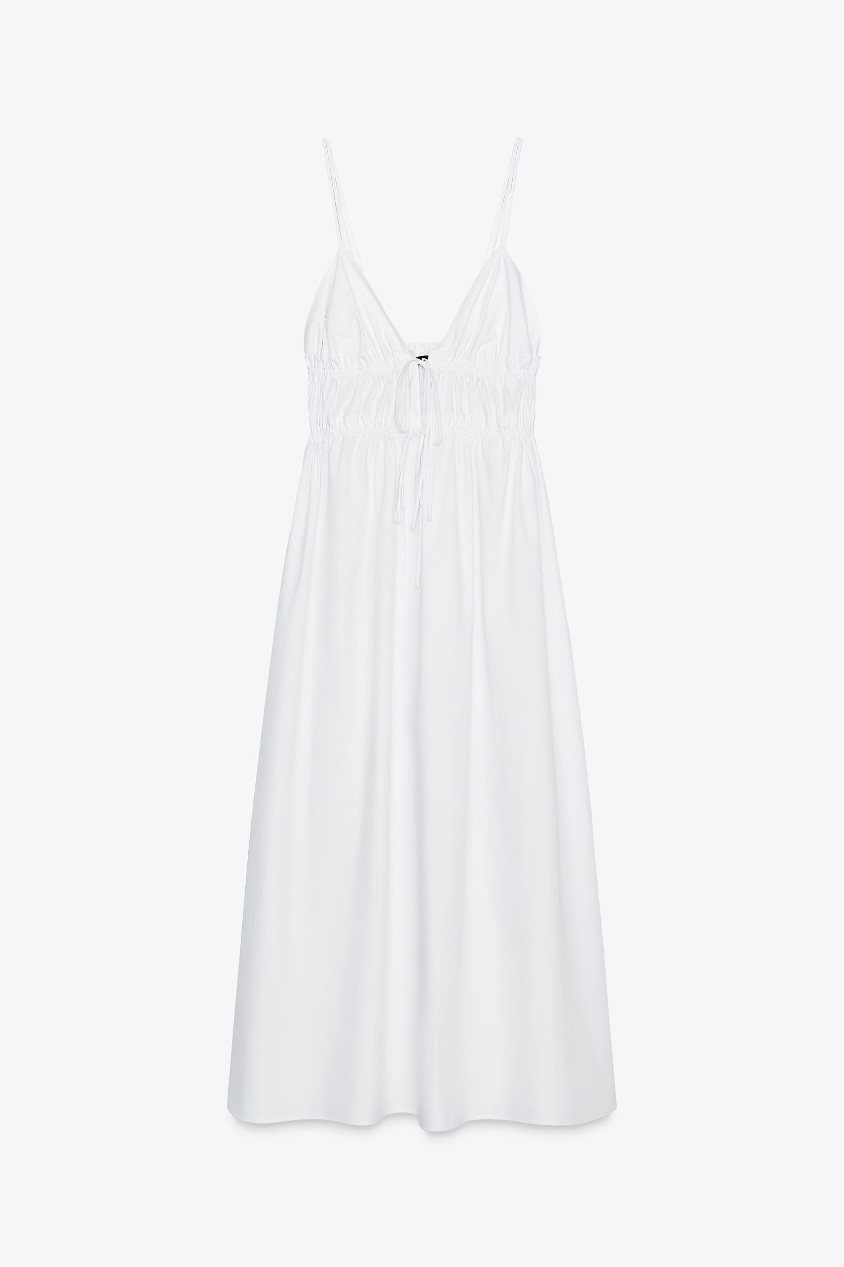 POPLIN MIDI DRESS WITH STRAPS Product Image