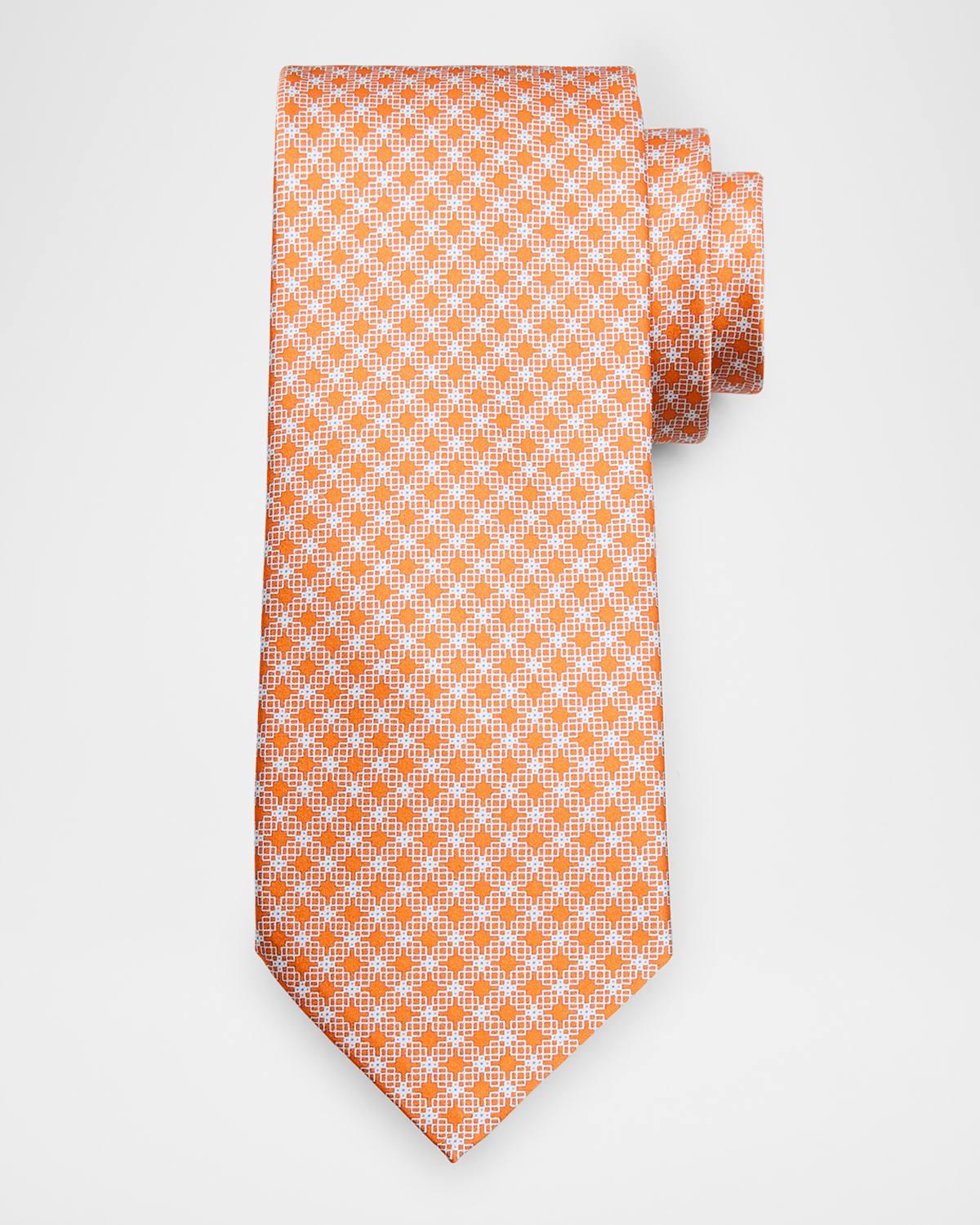 Mens Geometric Check Silk Tie Product Image