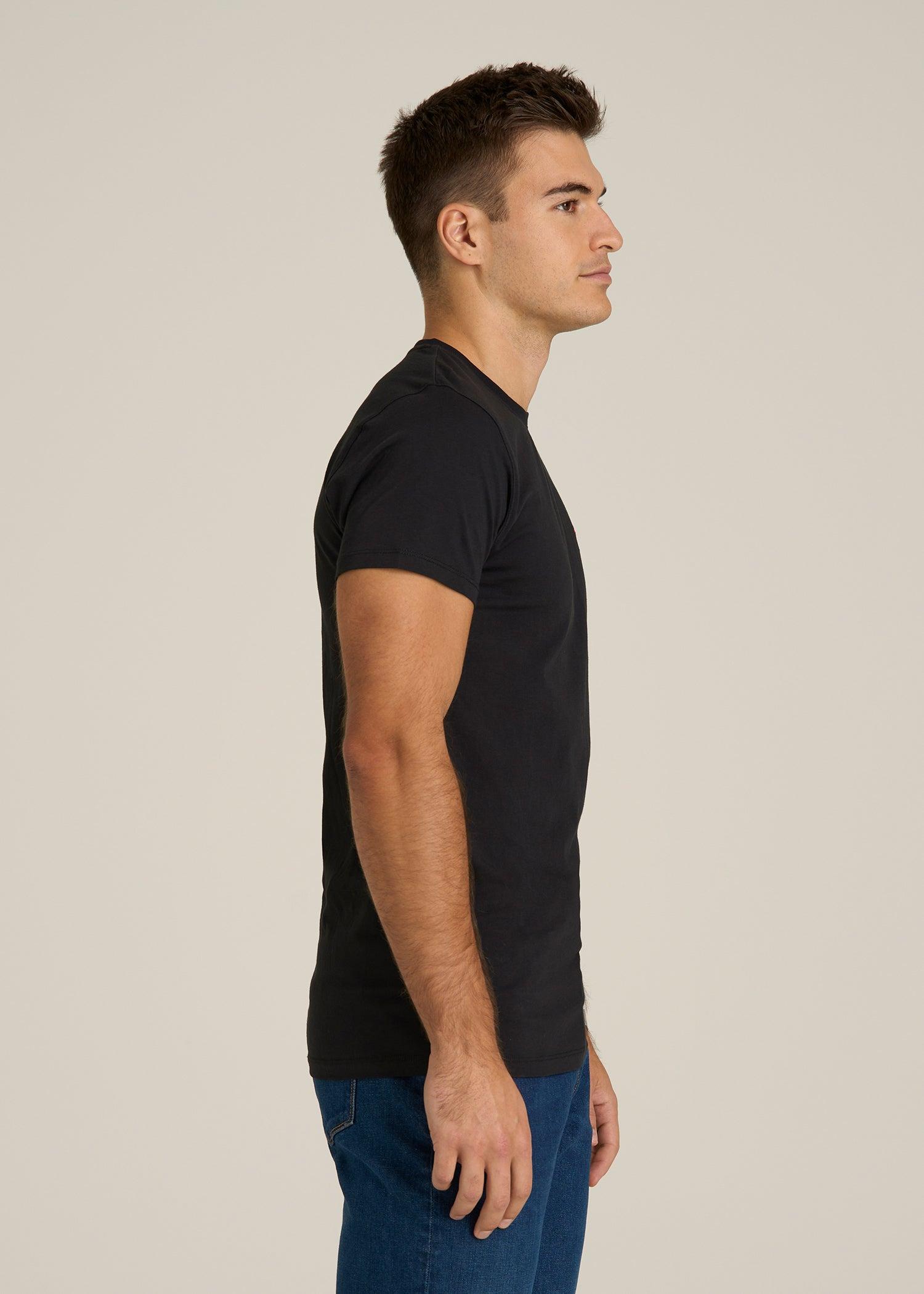 MODERN-FIT Embroidered Logo Crewneck T-Shirt for Tall Men in White Male Product Image