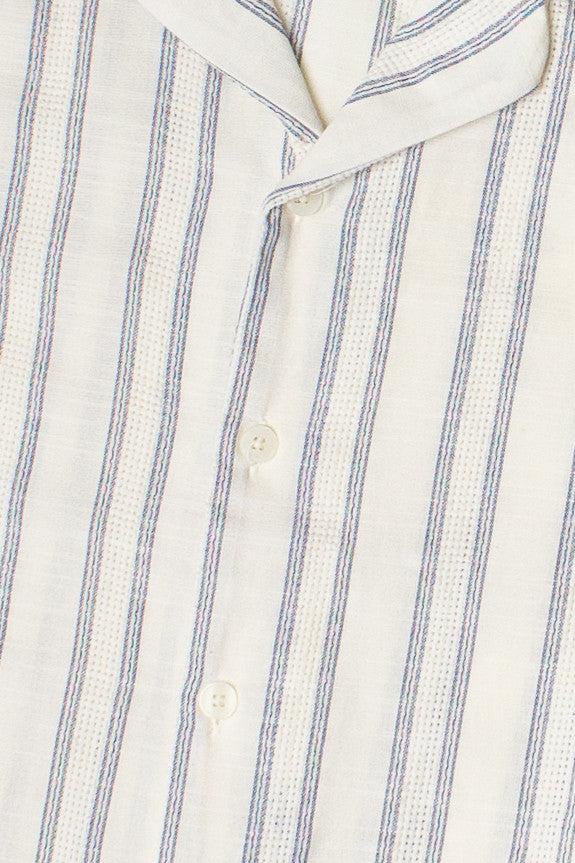 Navy Striped Textured Button Up Shirt Product Image