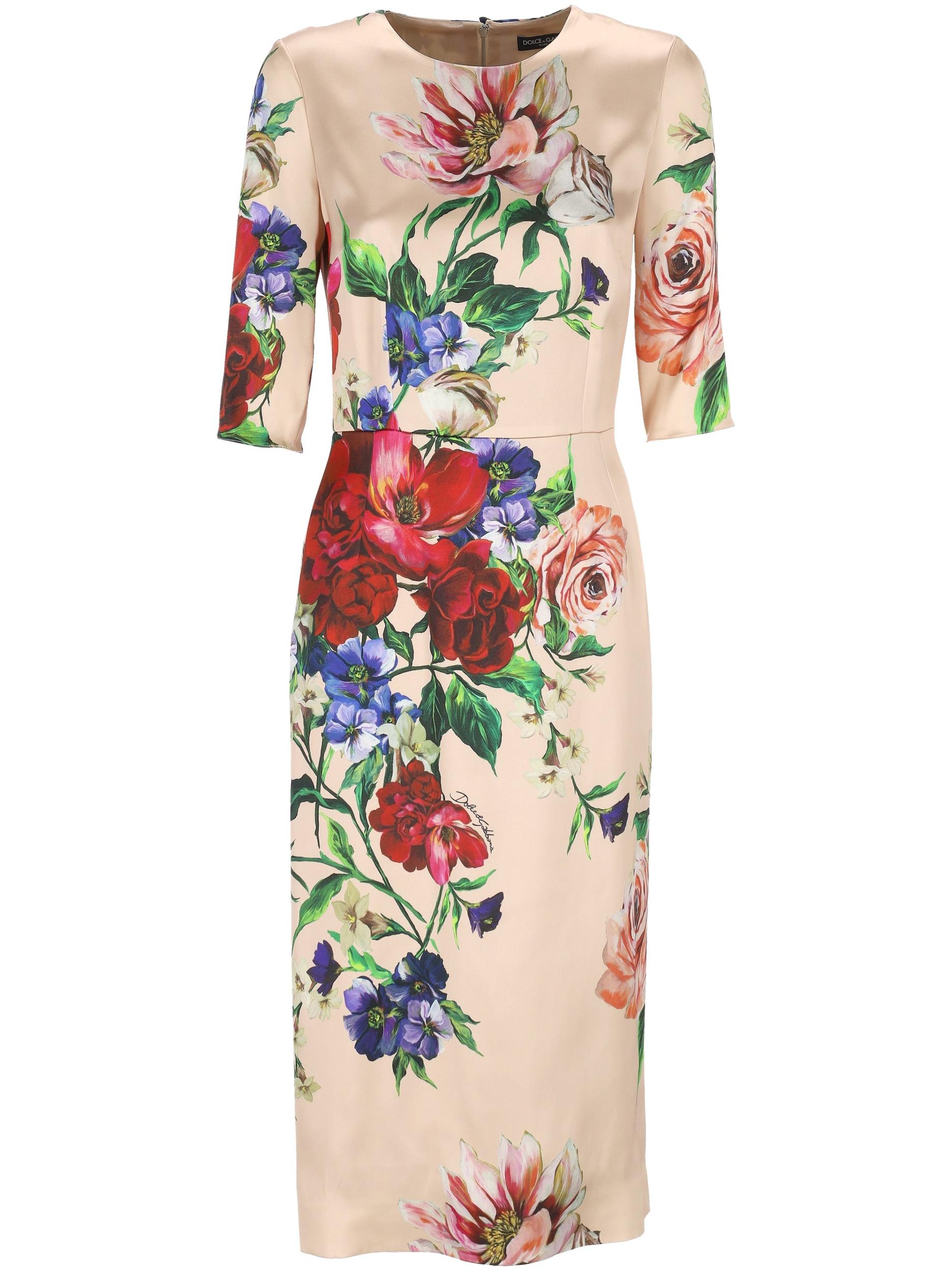 DOLCE & GABBANA Women Flower Print Midi Dress In Neutral Product Image