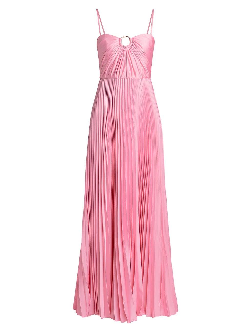 Womens Pleated Satin Sleeveless Maxi Dress Product Image