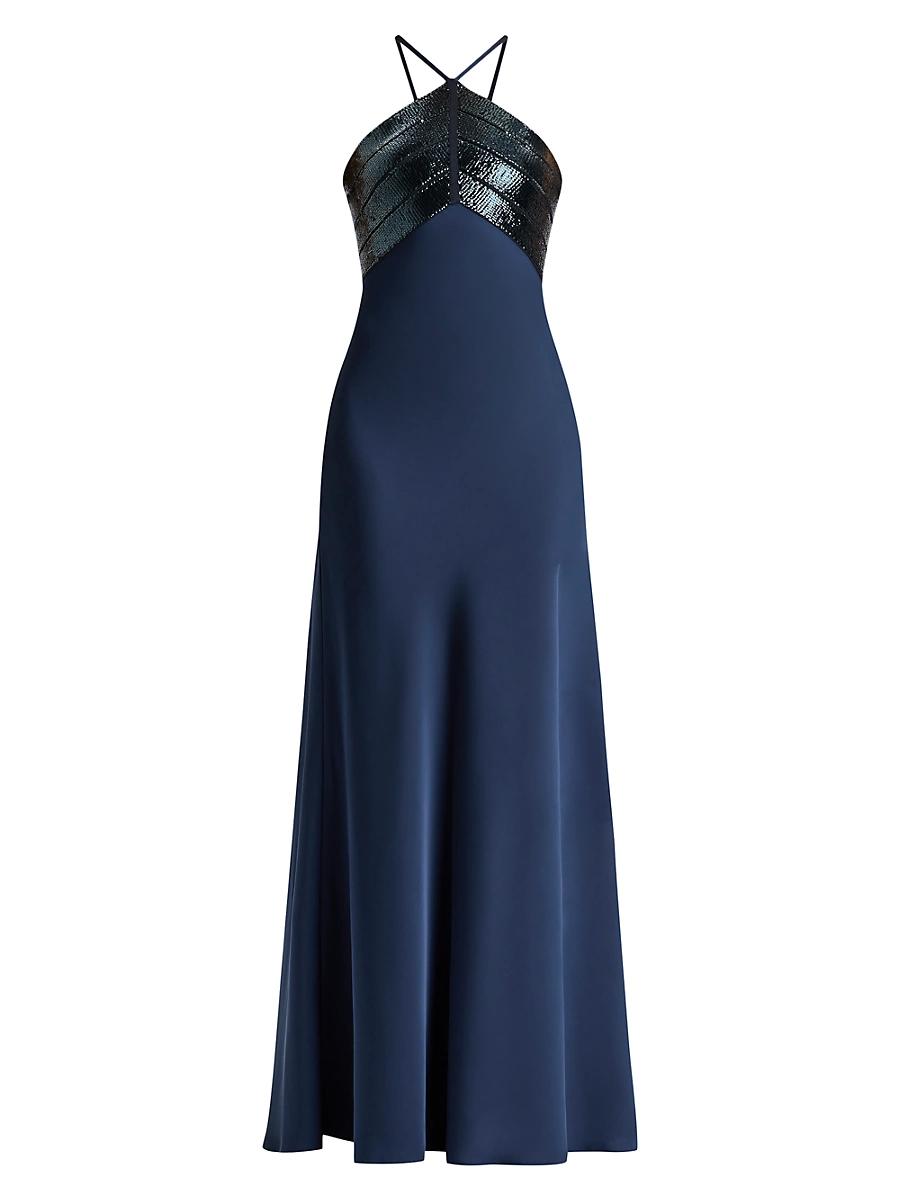 Womens The Blake Satin Halter Gown Product Image