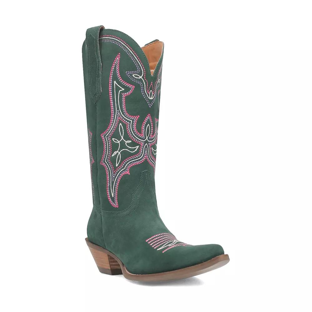 Dingo Women's Hot Sauce Embroidered Leather Cowboy Boots, Size: 6.5, Green Product Image